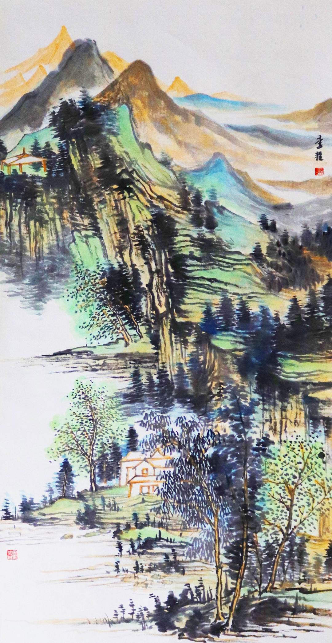 国画山水《山居行旅图》