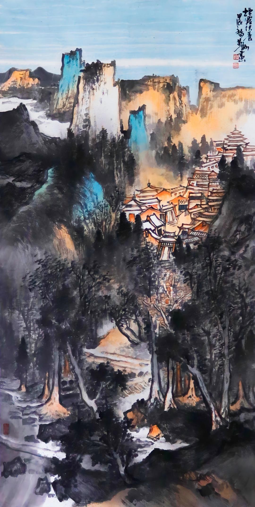 中国山水画《烟霞浮意》